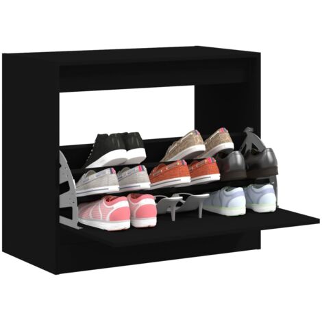 Armoire à chaussures noir 80x42x69 cm bois d'ingénierie vidaXL