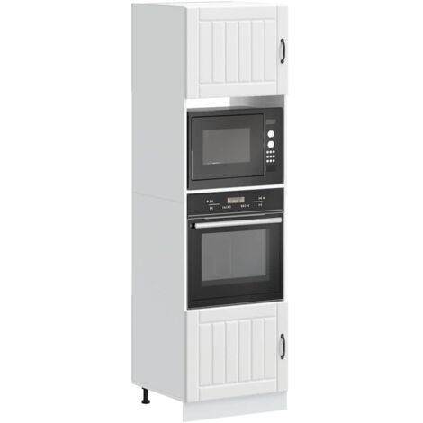 Vidaxl – Armoire de four 2 pièces Lucca – Bois d'ingénierie blanc – Grand espace de rangement – Pieds réglables pour configuration cuisine (1/5)
