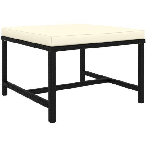 Vidaxl – Repose-pied sectionnel noir en résine tressée – Coussin épais 5cm – Dimensions 60x60x32cm – Usage extérieur durable