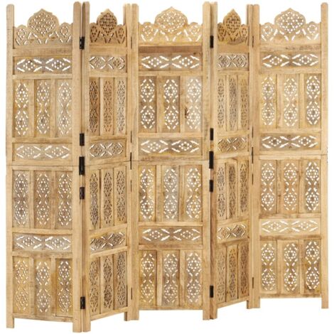 vidaXL Cloison de séparation 5 panneaux 200x165 cm Bois de manguier