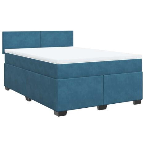 Sommier à lattes de lit et matelas bleu 140x190 cm velours vidaXL
