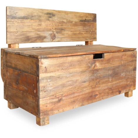 Vidaxl – Banc de jardin en bois d'acajou massif 86x40x60 cm – Grand compartiment de rangement – Dossier ergonomique pour confort