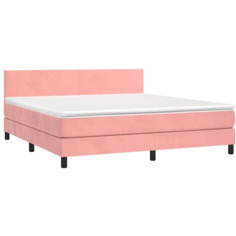 Sommier à lattes de lit avec matelas Rose 180x200 cm Velours vidaXL (1/5)