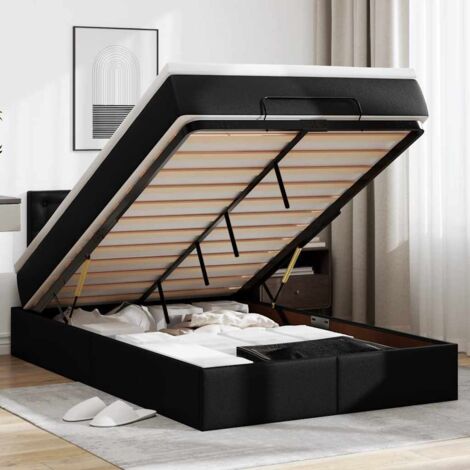 vidaXL Lit ottoman avec matelas & LED noir 120x190cm similicuir (1/5)