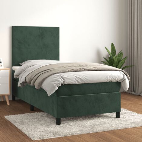 Sommier à lattes de lit avec matelas Vert foncé 100x200 cm (1/5)