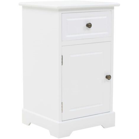 Vidaxl – Table de chevet blanche en MDF avec 1 tiroir et armoire – Dimensions 35x32x59cm – Finition élégante – Aucun assemblage requis (1/5)