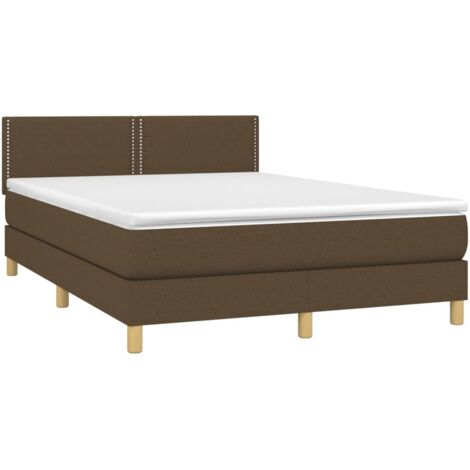 vidaXL Sommier à lattes de lit avec matelas Marron foncé 140x200 cm