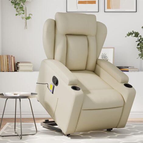 Fauteuil inclinable de massage Crème Similicuir vidaXL (1/5)