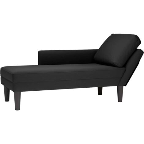 Vidaxl – Chaise longue en velours noir avec coussin lombaire – Confort optimal – Dimensions 180x70cm – Pour salon ou bureau (1/7)