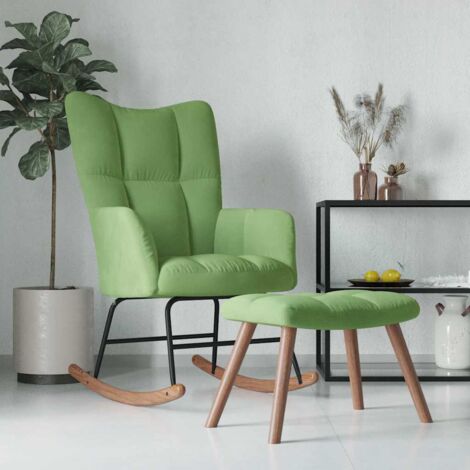 Chaise à bascule avec repose-pied Vert clair Velours vidaXL