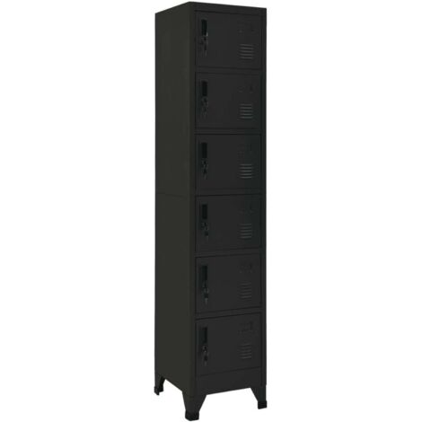 Vidaxl – Armoire d'atelier noire 38x40x180 cm – Acier durable – 6 portes verrouillables – Capacité 60 kg – Rangement sécurisé avec étiquettes