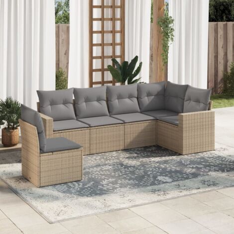 Salon de jardin avec coussins 6 pcs beige résine tressée vidaXL (1/3)