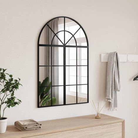 Vidaxl – Miroir mural décoratif noir 60x90 cm – Cadre en fer enduit de poudre – Film anti-éclatement – Pour espaces réduits