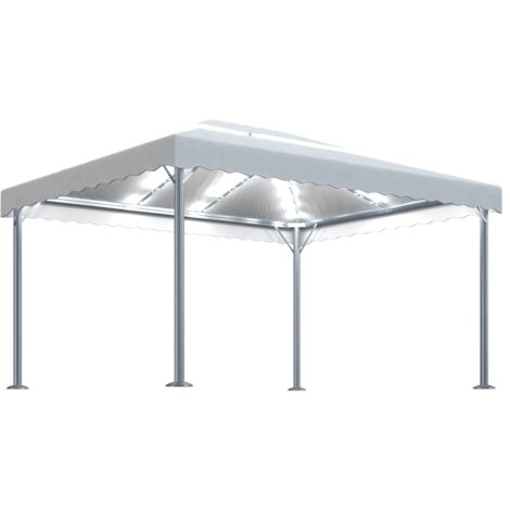 Vidaxl – Tonnelle crème 4x3 m avec guirlande lumineuse à LED – Aluminium et acier résistant à la rouille – Toit en tissu Oxford UV 270 cm (1/6)