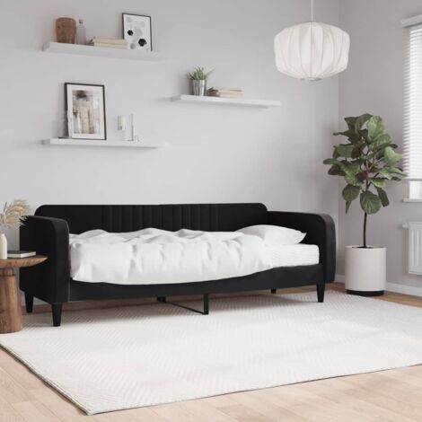 Lit de jour avec matelas noir 80x200 cm velours vidaXL