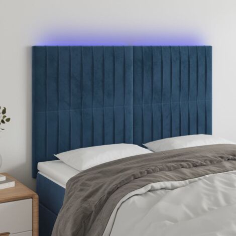 Tête de lit à LED Bleu foncé 144x5x118/128 cm Velours vidaXL