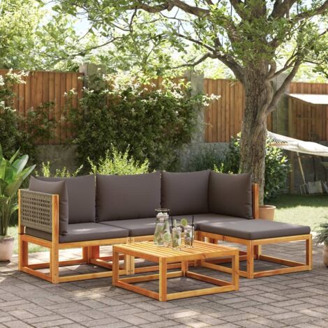 vidaXL Salon de jardin avec coussins 5 pcs Bois d'acacia solide (1/5)