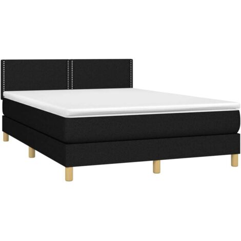 Sommier à lattes de lit avec matelas Noir 140x200 cm Tissu vidaXL (1/5)