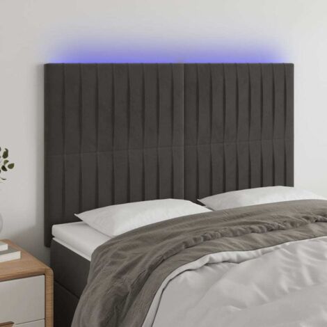 Tête de lit à LED Gris foncé 144x5x118/128 cm Velours vidaXL