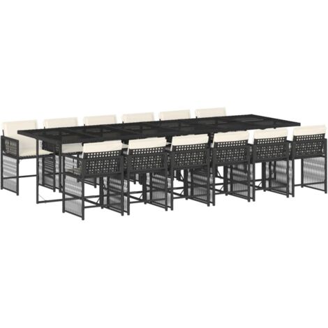 Ensemble à manger de jardin 13 pcs coussins noir résine tressée vidaXL