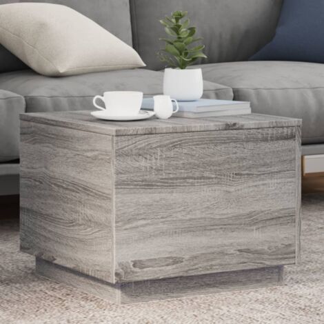 Table basse avec lumières LED sonoma gris 50x50x40 cm vidaXL