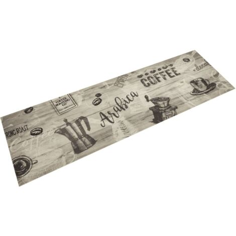 vidaXL Tapis de cuisine lavable imprimé café gris 45x150 cm velours
