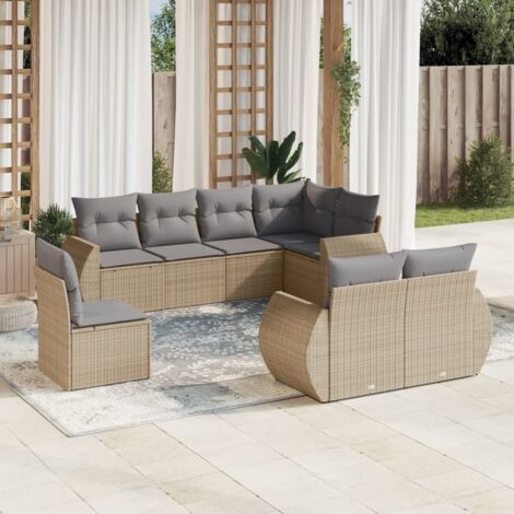 Salon de jardin avec coussins 8 pcs beige résine tressée vidaXL (1/5)