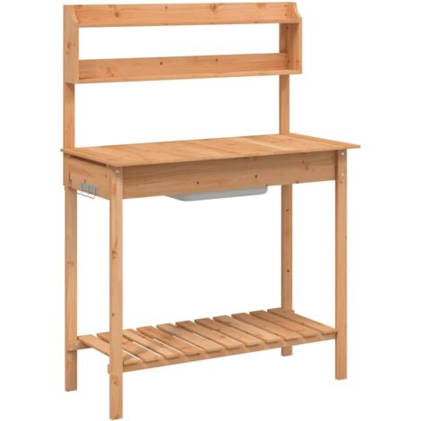 Table de rempotage avec évier marron bois massif de sapin vidaXL (1/5)