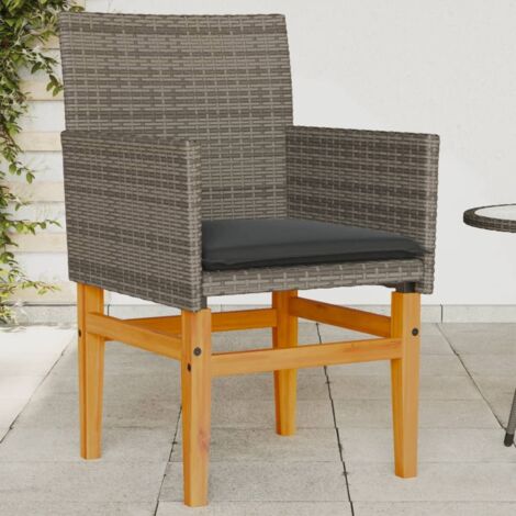 Chaises de jardin coussins lot de 2 gris résine tressée et bois vidaXL (1/5)
