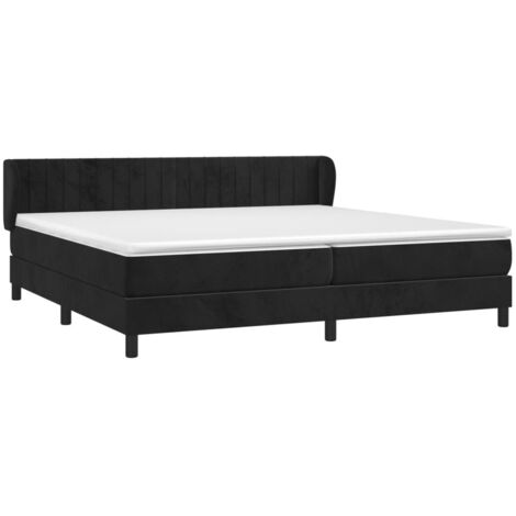 vidaXL Sommier à lattes de lit et matelas Noir 200x200 cm Velours (1/5)