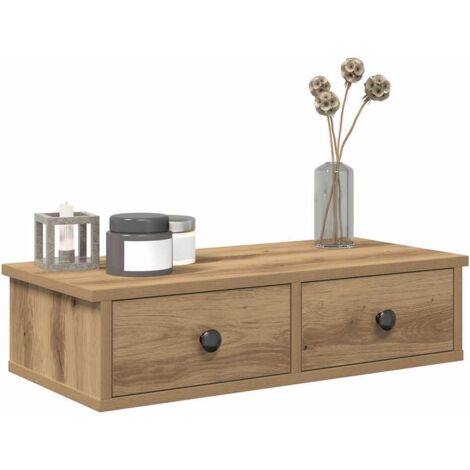 Vidaxl – Étagère murale avec tiroirs en bois d'ingénierie 60x28x15 cm – Résistante à l'humidité – Idéale pour rangement décoratif