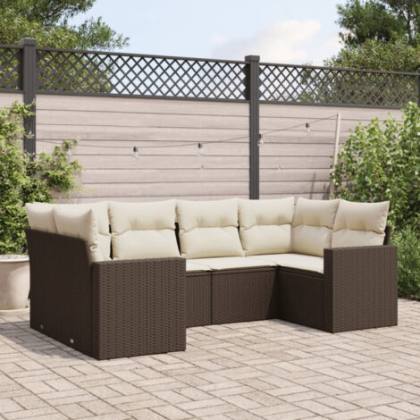 vidaXL Salon de jardin avec coussins 6 pcs marron résine tressée (1/4)