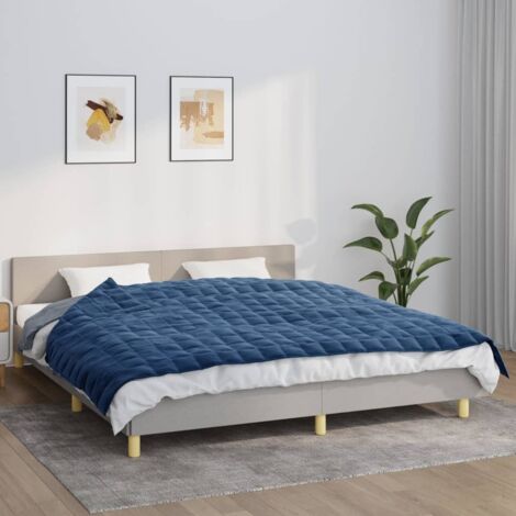 Vidaxl – Couverture lestée bleue 155x220 cm 7 kg – Tissu microfibre 100 % polyester – Garnissage perles de verre hypoallergéniques