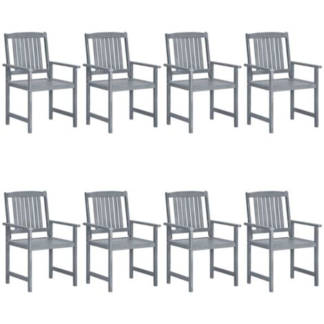 Chaises de jardin lot de 8 Bois massif d'acacia Gris vidaXL