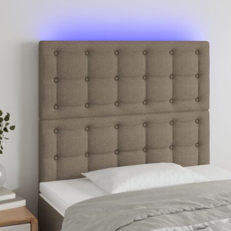 Tête de lit à LED Taupe 90x5x118/128 cm Tissu vidaXL