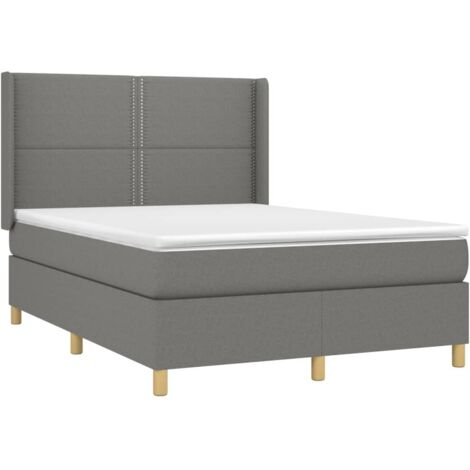 vidaXL Sommier à lattes de lit avec matelas Gris foncé 140x200cm Tissu (1/5)