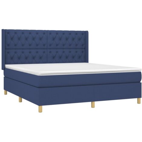 vidaXL Sommier à lattes de lit avec matelas Bleu 160x200 cm Tissu (1/5)