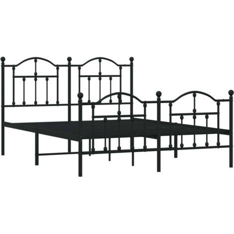 Cadre de lit métal sans matelas avec pied de lit noir 140x200cm vidaXL (1/5)