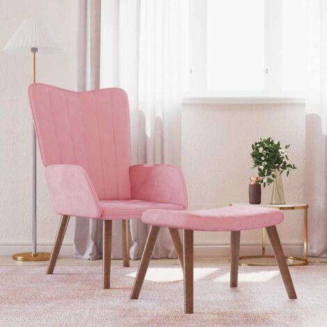 Chaise de relaxation avec repose-pied Rose Velours vidaXL