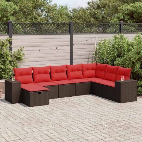 vidaXL Salon de jardin 8 pcs avec coussins marron résine tressée (1/5)