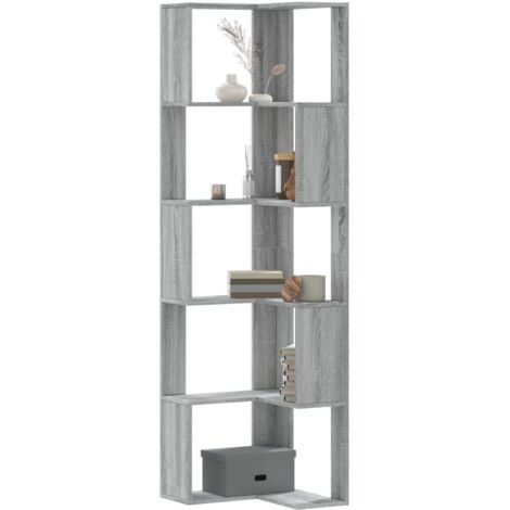 Vidaxl – Bibliothèque d'angle 5 niveaux en bois d'ingénierie sonoma gris – Dimensions 50x50x179 cm – Résistante à l'humidité et déformation