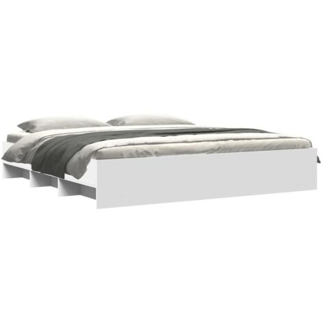 Cadre de lit sans matelas blanc 200x200 cm bois d'ingénierie vidaXL (1/5)