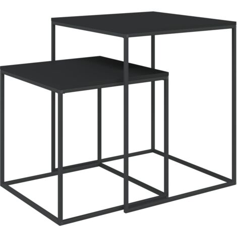 Vidaxl – Ensemble de tables basses gigognes 2 pcs – Bois d'ingénierie noir – Dimensions 40x40x48 cm et 35x35x35 cm – Faciles à empiler (1/6)
