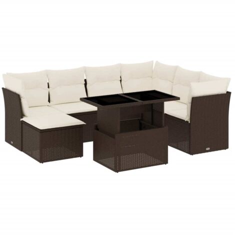 vidaXL Salon de jardin 8 pcs avec coussins marron résine tressée (1/5)
