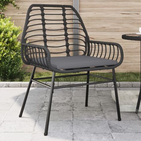 vidaXL Chaises de jardin lot de 2 avec coussins noir résine tressée (1/5)