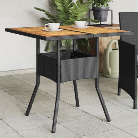 Vidaxl – Table de jardin en bois d'acacia noir – Résine tressée – Dimensions 80x80x75 cm – Résistance aux UV – Pour terrasses et espaces extérieurs