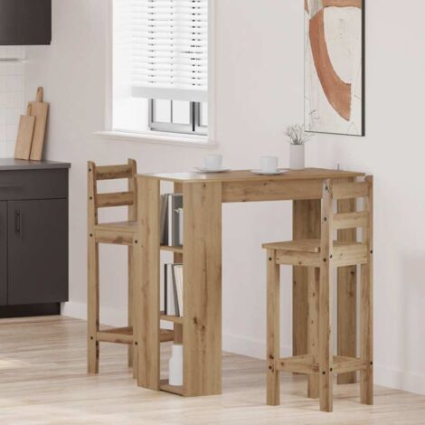 Vidaxl – Table de bar avec étagère – Bois d'ingénierie – Dimensions 102x50x103,5 cm – Surface résistante à l'humidité – 3 étagères de rangement
