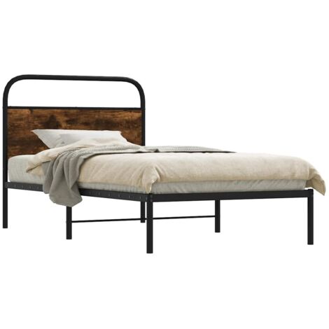 Cadre de lit sans matelas 90x190cm chêne fumé bois d'ingénierie vidaXL (1/5)