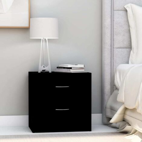 Vidaxl – Table de chevet noir 40x30x40 cm en aggloméré – 2 tiroirs pour rangement – Assemblage facile – Pour espaces réduits