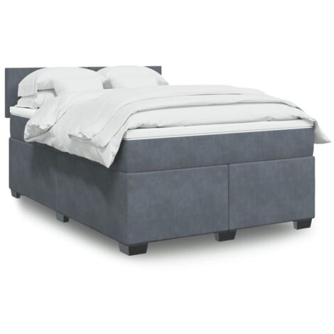 vidaXL Sommier à lattes de lit et matelas Gris foncé 160x200cm Velours